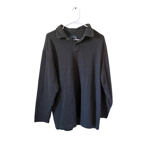 John Ashford Other - VTG John Ashford Adventure Mens Gray Ribbed Long Sleeve Polo Sweater Knit L